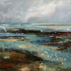 Acrylic, mixed media, on box canvas, seascape, Scotland, Jude Edgar