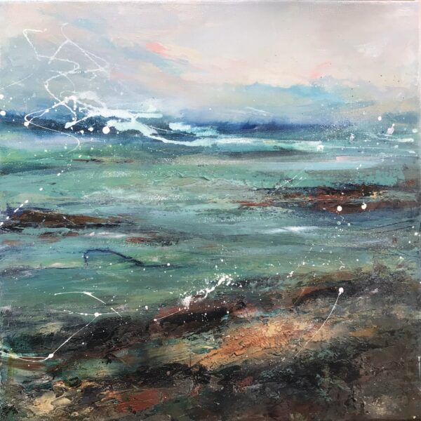 Acrylic, mixed media, seascape, box canvas, Jude Edgar, painting